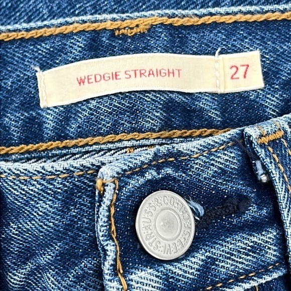 Levi's Premium Wedgie Straight Leg Jeans Distressed High Rise 100% Cotton 27 - Picture 8 of 11